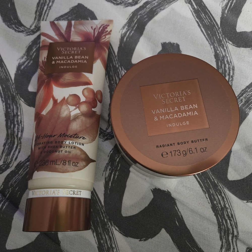 Victoria's Secret Vanilla Bean & Macadamia Set - Brown and Cream NEW
